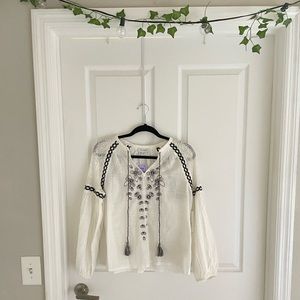 White Blouse with floral detail